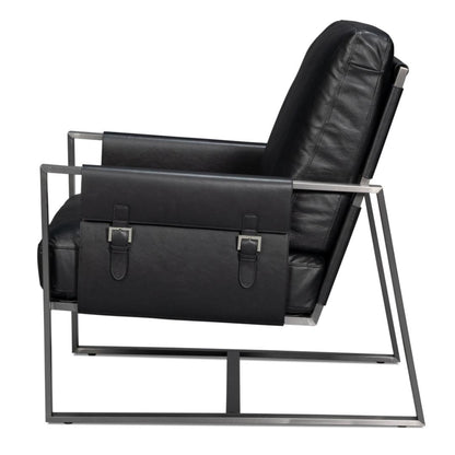 Poltrona in pelle distillata nera