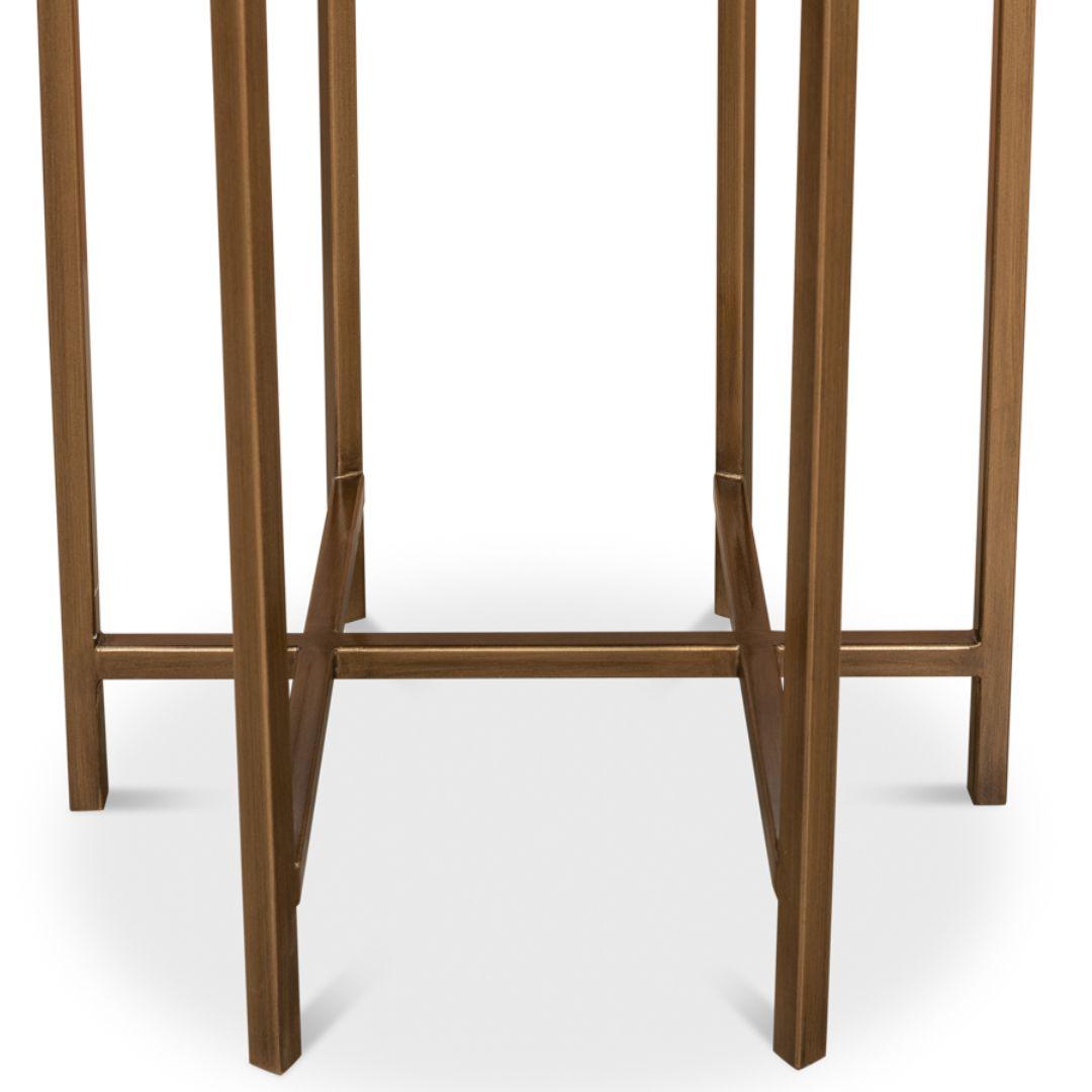 Tavolino laterale contemporaneo con piano in galuchat dorato