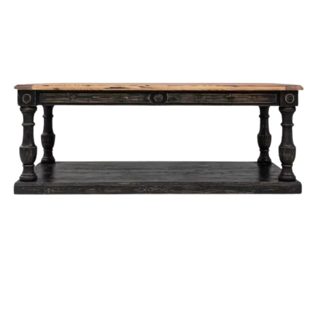 Tavolo antico da drappeggio in stile fattoria, patinato nero, circa 1900