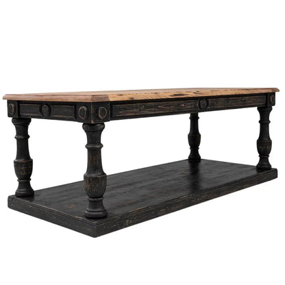 Tavolo antico da drappeggio in stile fattoria, patinato nero, circa 1900