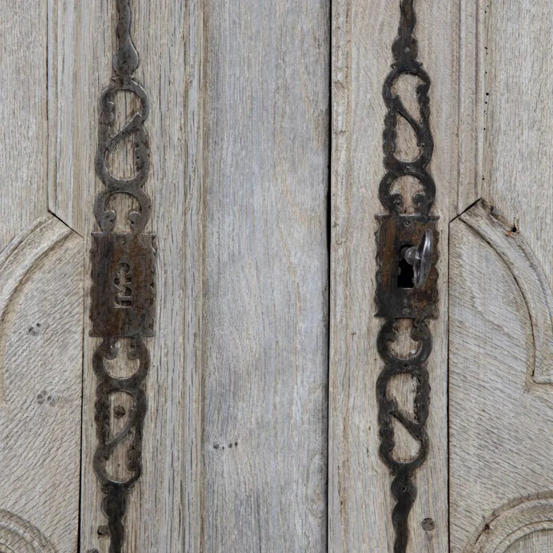 Mobiletto francese d'epoca in rovere sbiancato, circa 1870