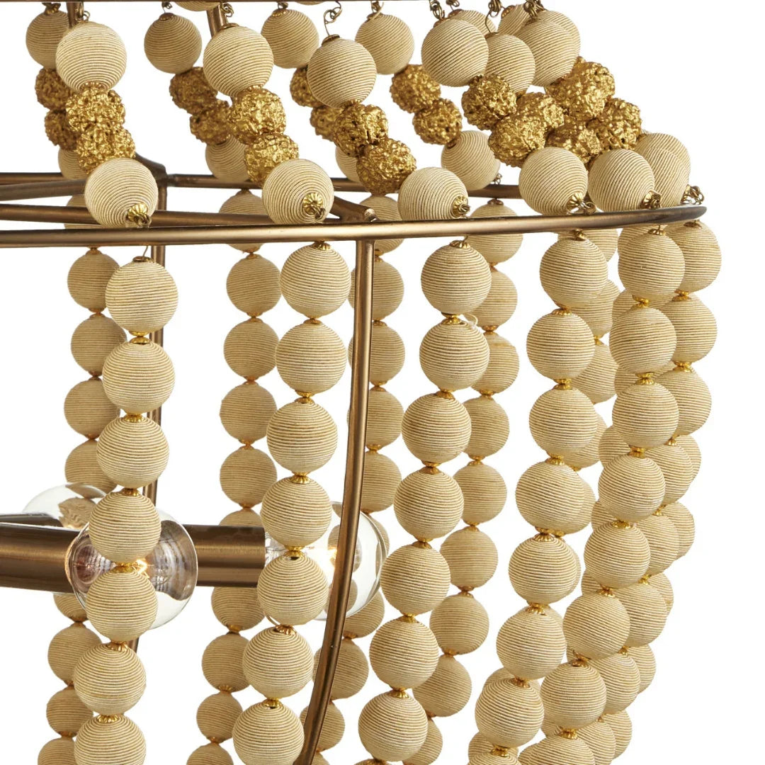 Lampadario con perline di legno Boho