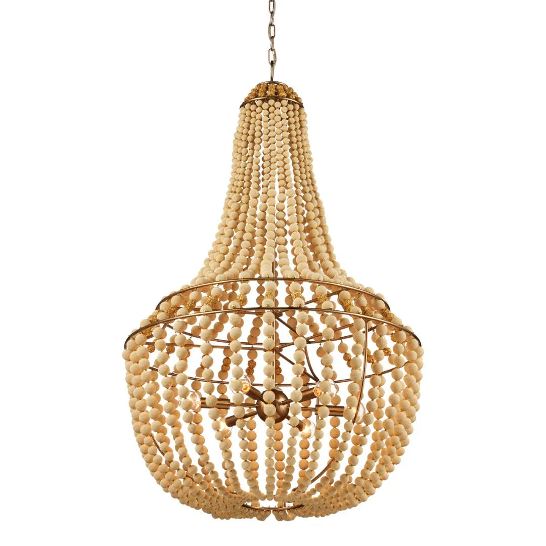 Lampadario con perline di legno Boho