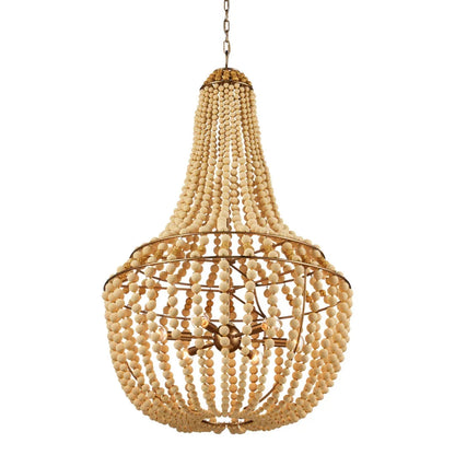 Lampadario con perline di legno Boho