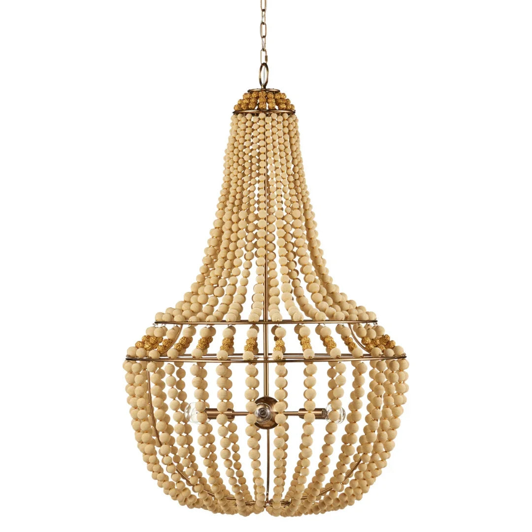 Lampadario con perline di legno Boho
