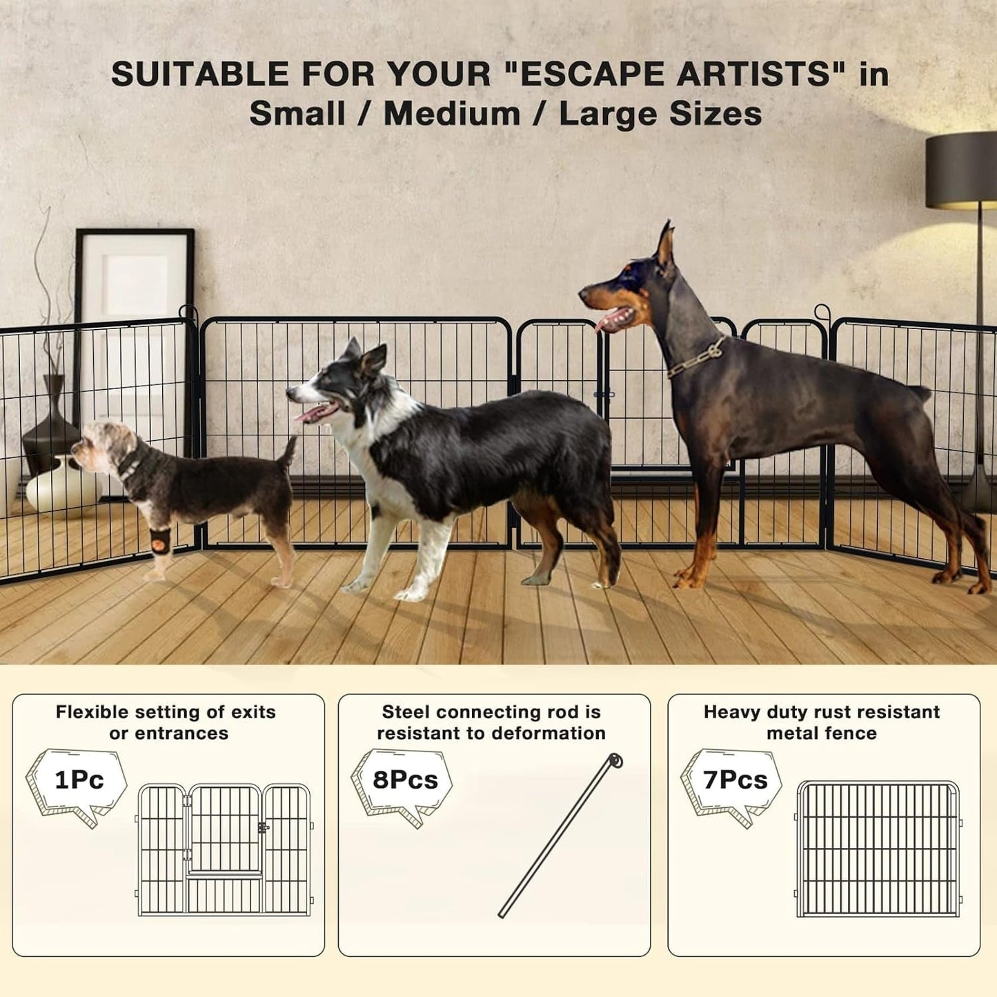 Box per cani Bossin, recinto per cani, recinto per esercizi con porte, pannello 8/16/24