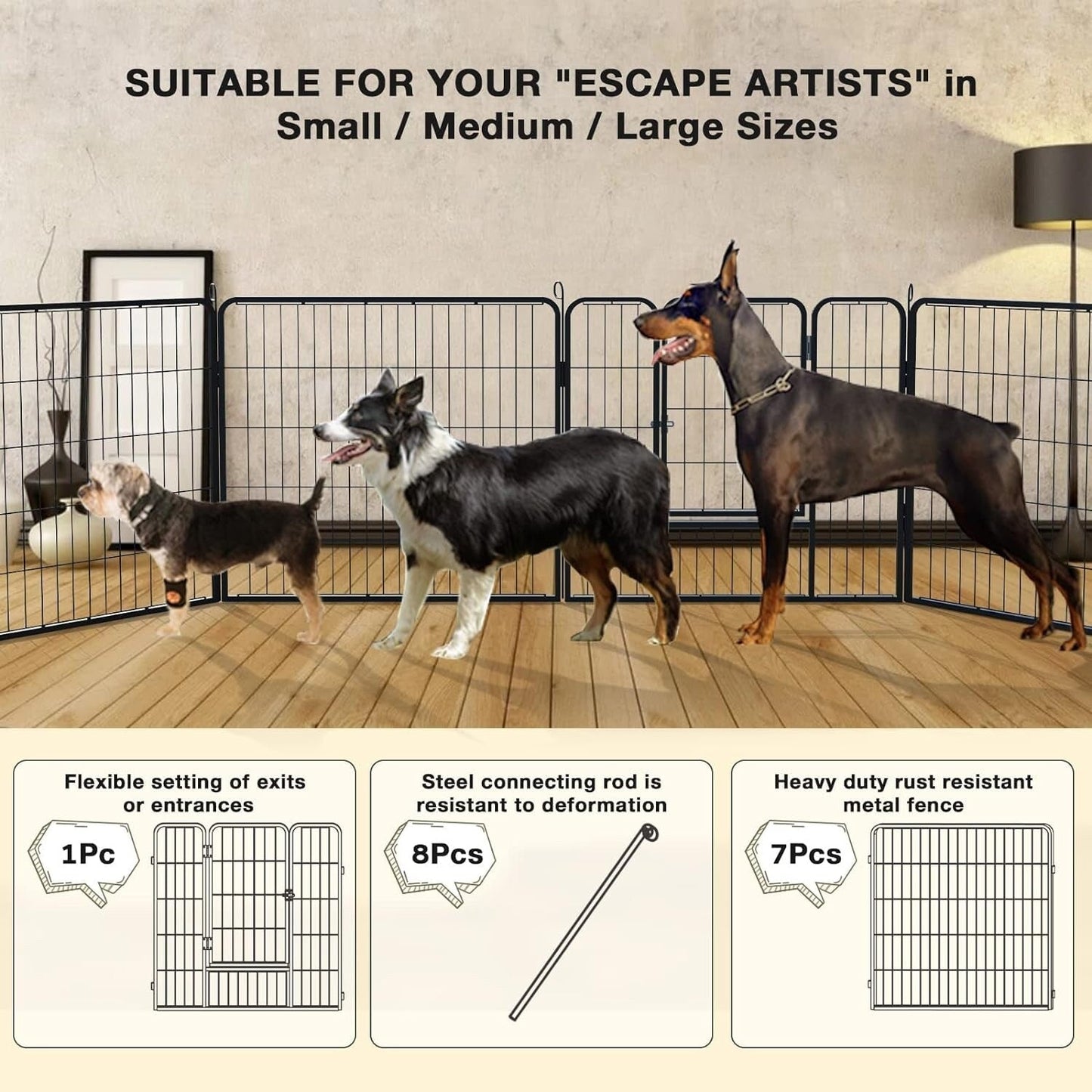 Box per cani Bossin, recinto per cani, recinto per esercizi con porte, pannello 8/16/24