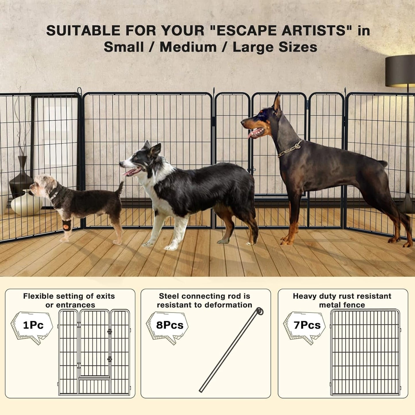 Box per cani Bossin, recinto per cani, recinto per esercizi con porte, pannello 8/16/24