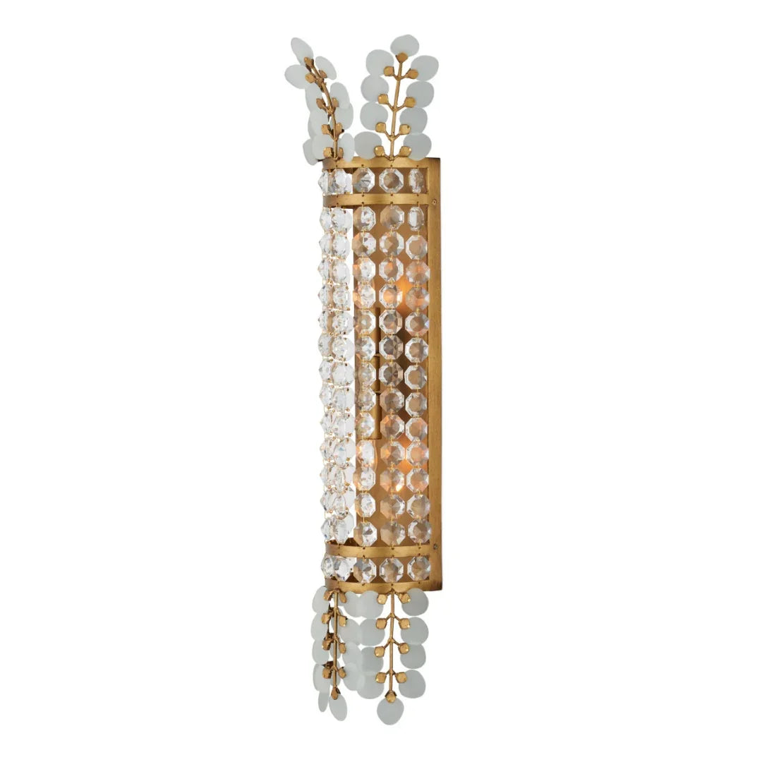 Applique a corona in ottone e cristallo