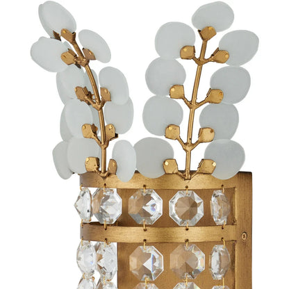 Applique a corona in ottone e cristallo