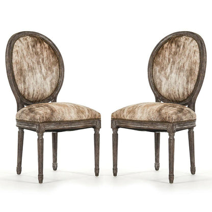 Sedie da pranzo in pelle di mucca brasiliana marrone rustico