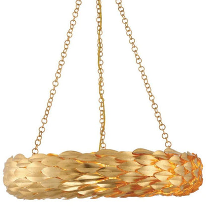 Lampadario con foglie dorate spazzolate