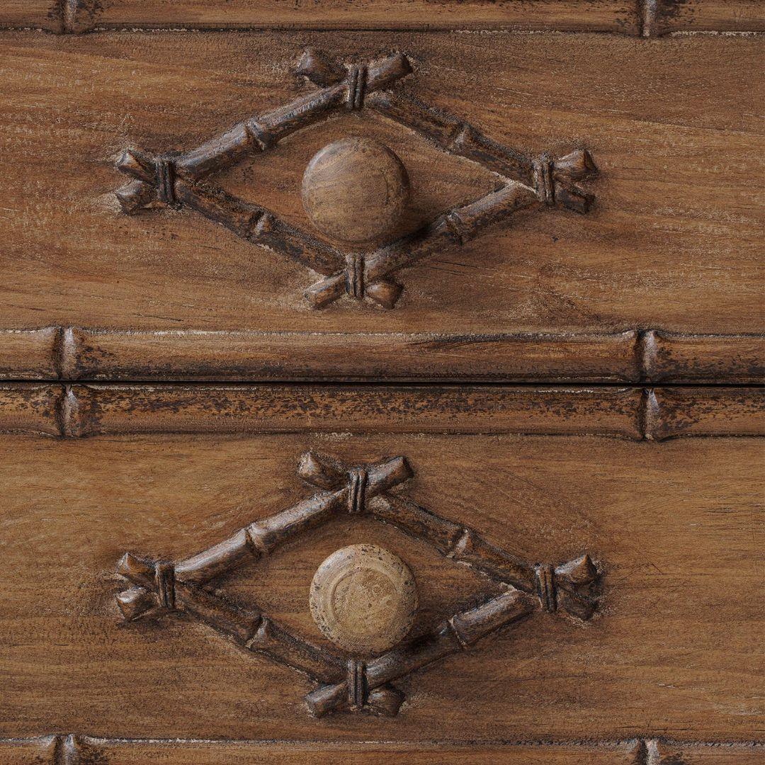 Cassapanca in finto bambù naturale invecchiato