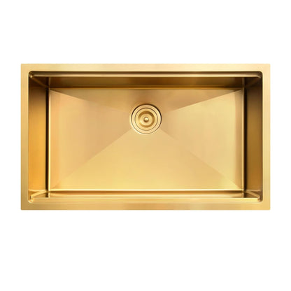 Lavello da cucina sottotop CB HOME da 32'' in oro, lavello da cucina in acciaio inox/nero da incasso, lavello da cucina a una vasca con accessori