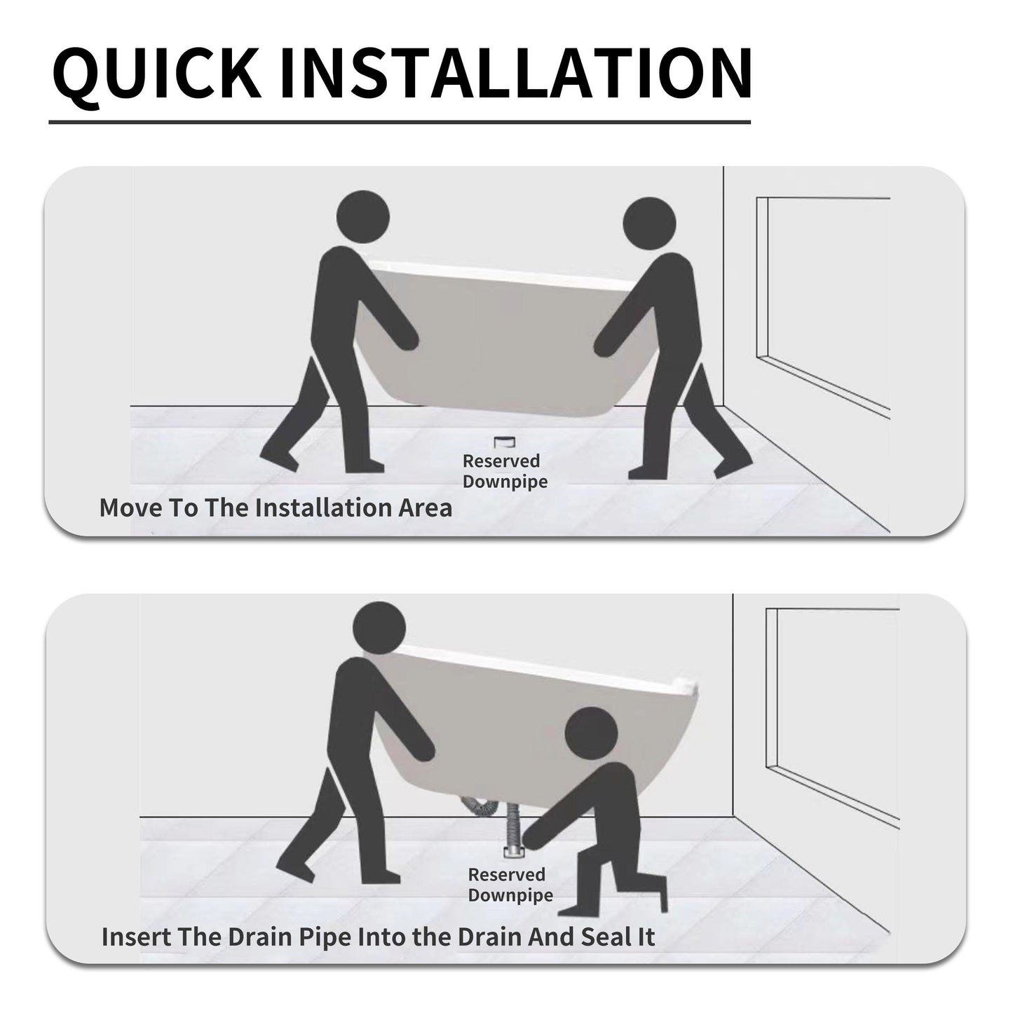 Vasche da bagno autoportanti in acrilico CB HOME da 59''/67'', vasche da bagno con un solo lato contro la parete, troppo pieno a sinistra/destra