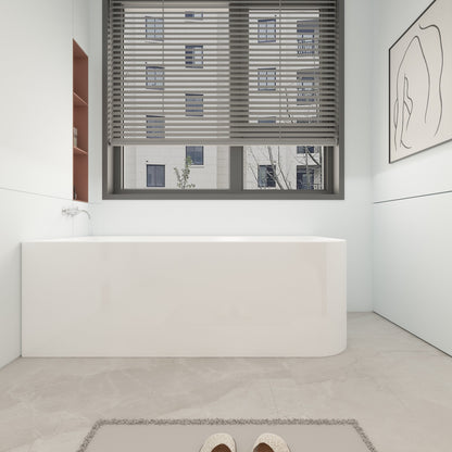 Vasche da bagno autoportanti in acrilico CB HOME da 59''/67'', vasche da bagno con un solo lato contro la parete, troppo pieno a sinistra/destra