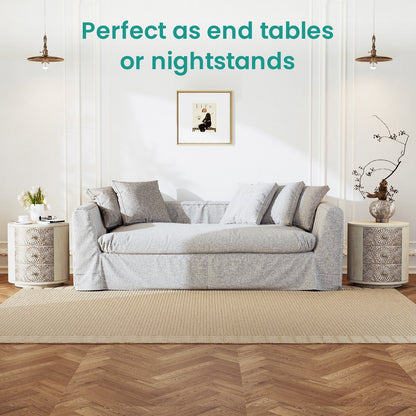 Comodino in legno massello con cassetti e motivo marrone vintage COSIEST