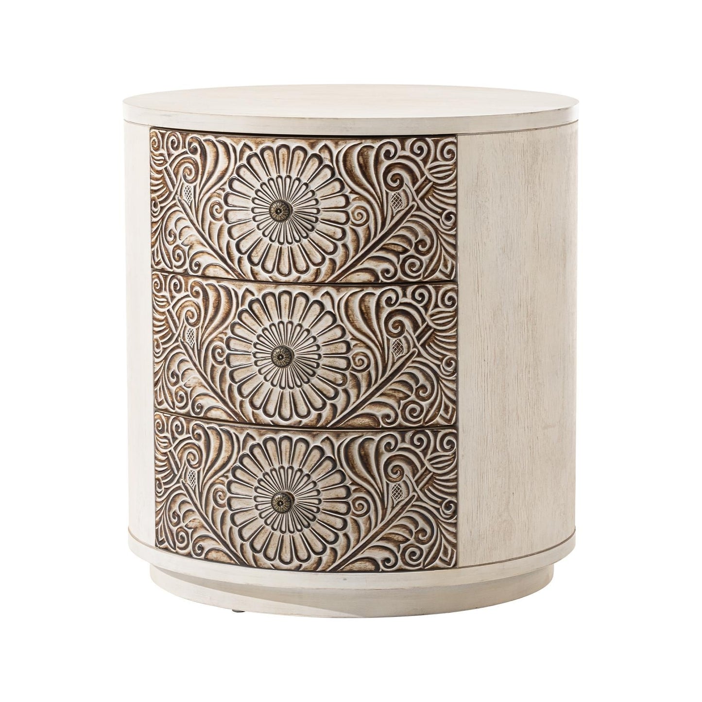 Comodino in legno massello con cassetti e motivo marrone vintage COSIEST