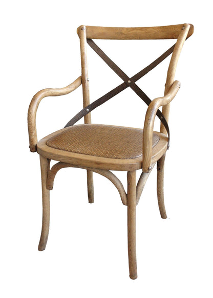 Poltrona con schienale incrociato in metallo da bistrot francese