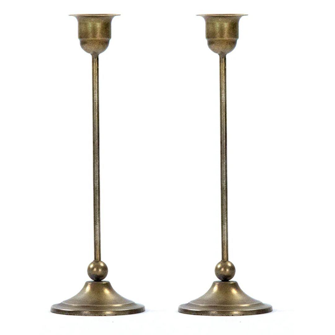 Portacandele conici in ottone vintage - Coppia