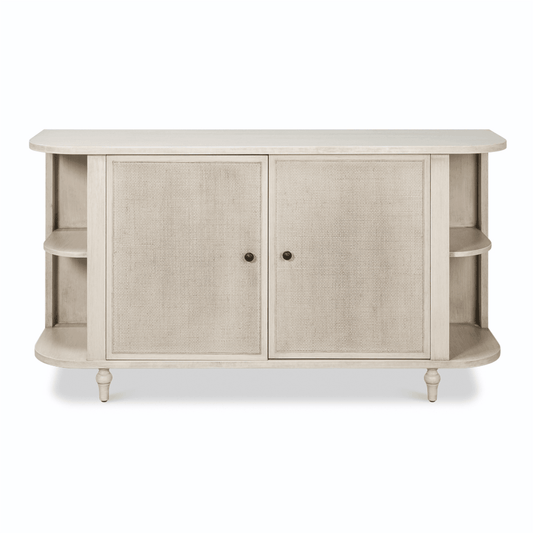 Credenza a mezzaluna costiera con inserti in canna