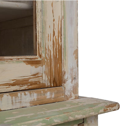 Vetrina patinata in stile country francese ad arco, circa 1900