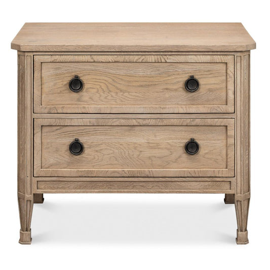 Comodino a 2 cassetti in rovere costiero