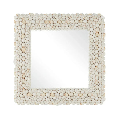 Specchio quadrato con conchiglia costiera