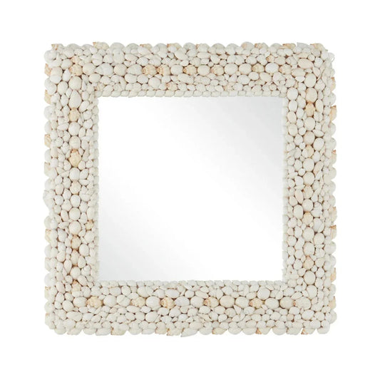 Specchio quadrato con conchiglia costiera
