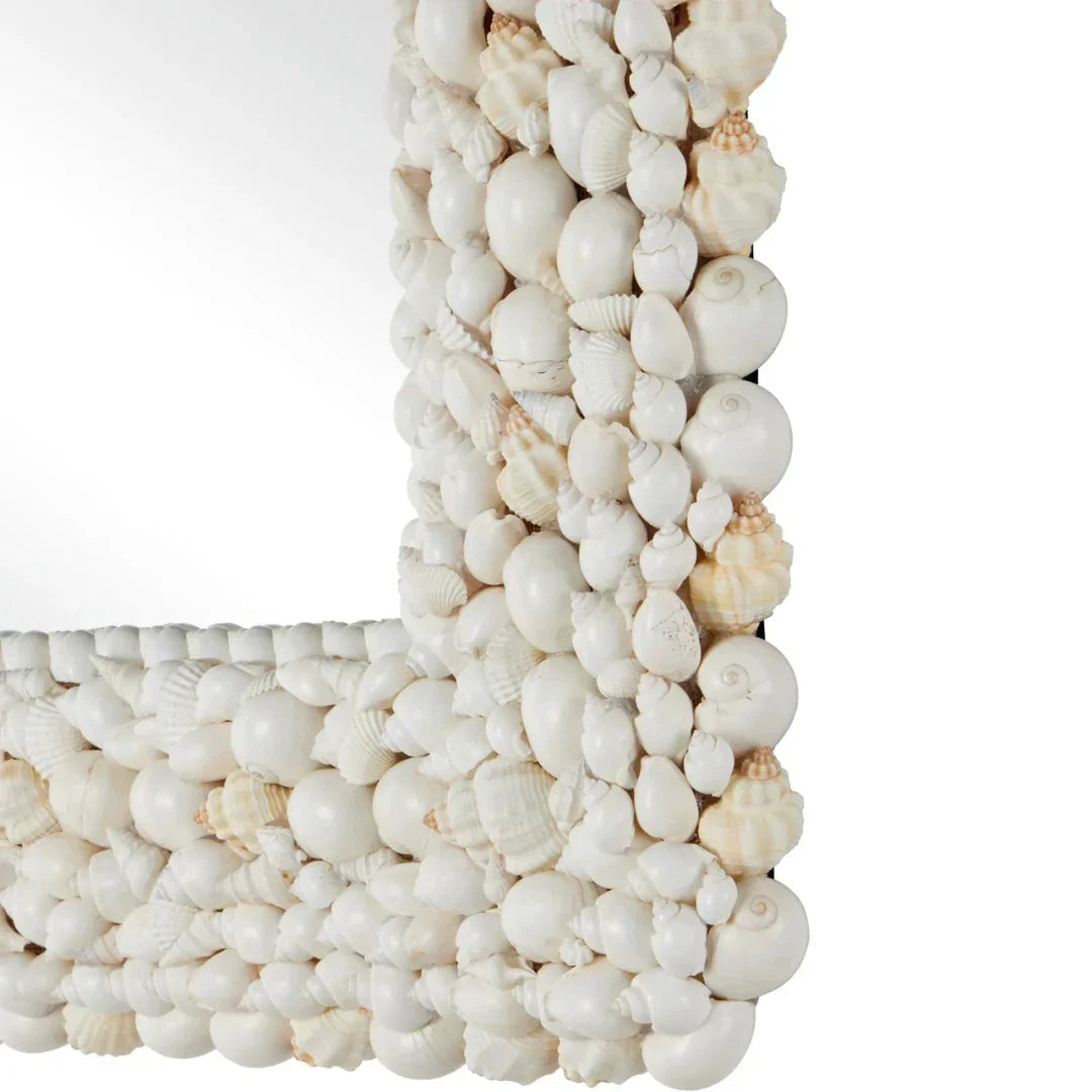 Specchio quadrato con conchiglia costiera