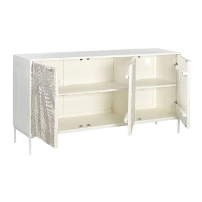 Credenza intagliata con palme bianche costiere