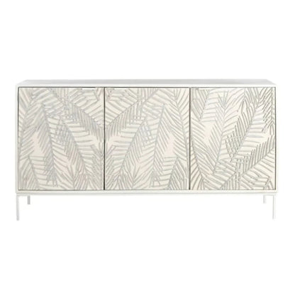 Credenza intagliata con palme bianche costiere