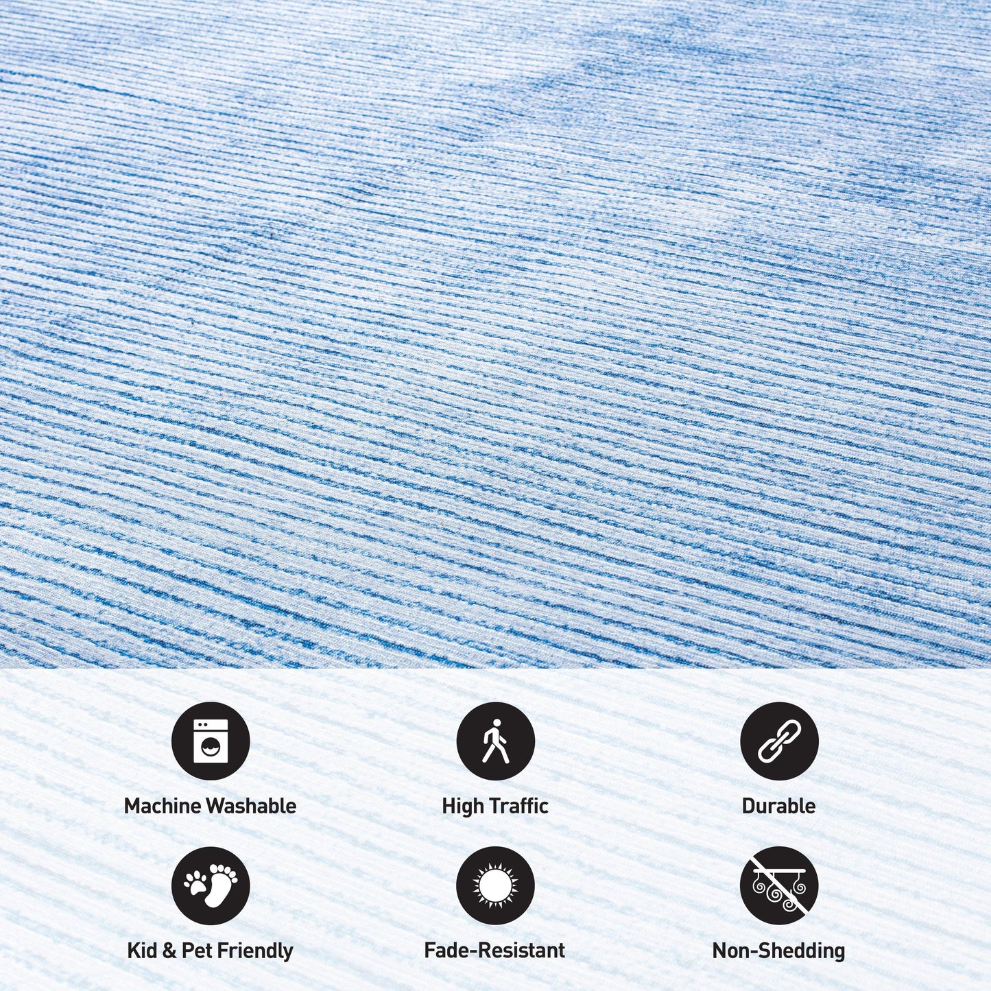 Tappeto moderno lavabile in lavatrice con strisce effetto anticato