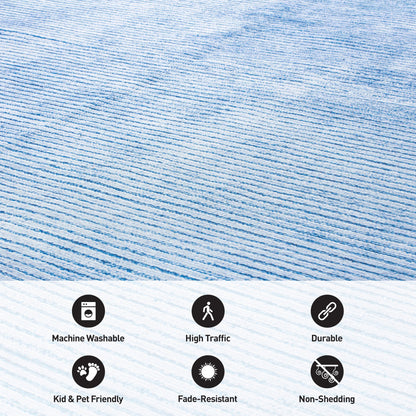 Tappeto moderno lavabile in lavatrice con strisce effetto anticato