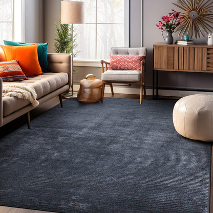 Tappeto moderno lavabile in lavatrice con strisce effetto anticato