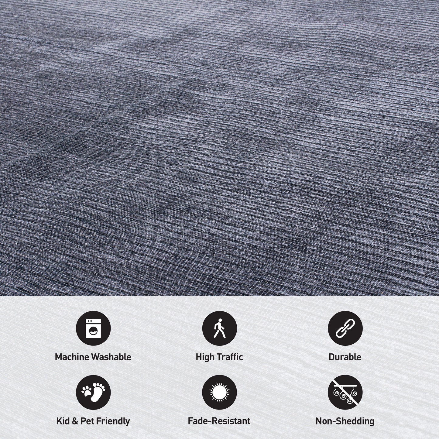 Tappeto moderno lavabile in lavatrice con strisce effetto anticato