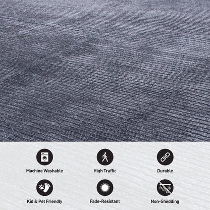 Tappeto moderno lavabile in lavatrice con strisce effetto anticato