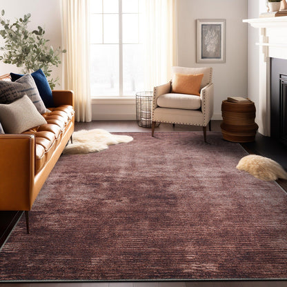 Tappeto moderno lavabile in lavatrice con strisce effetto anticato