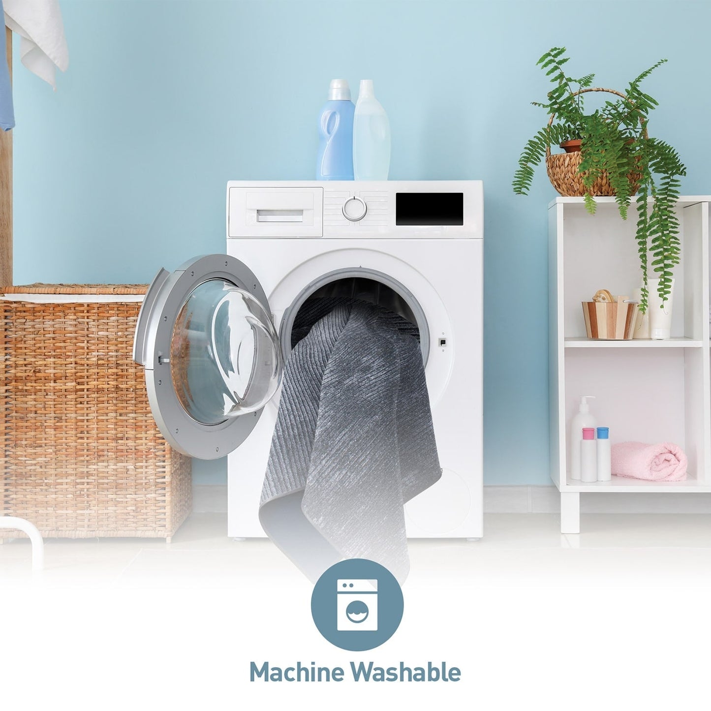 Tappeto moderno lavabile in lavatrice con strisce effetto anticato