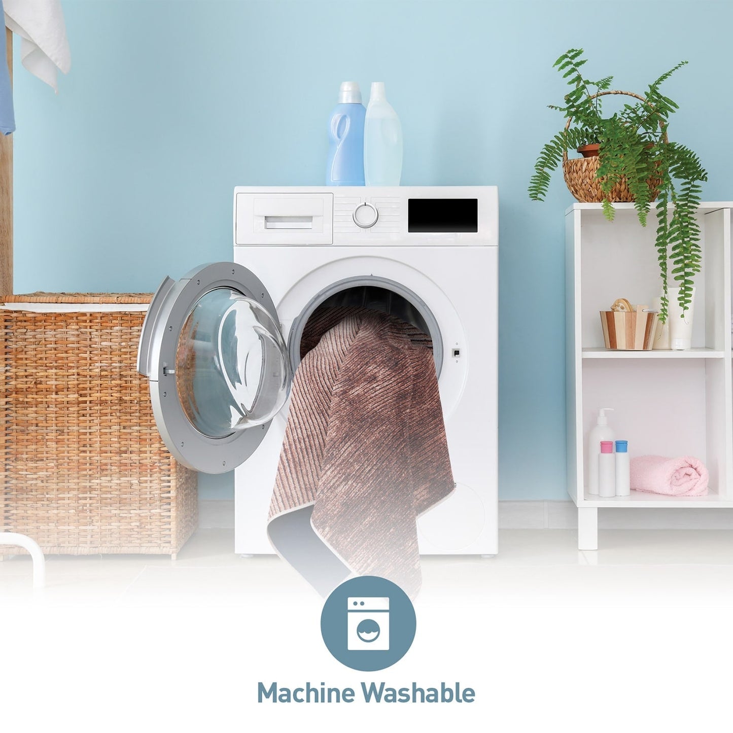 Tappeto moderno lavabile in lavatrice con strisce effetto anticato