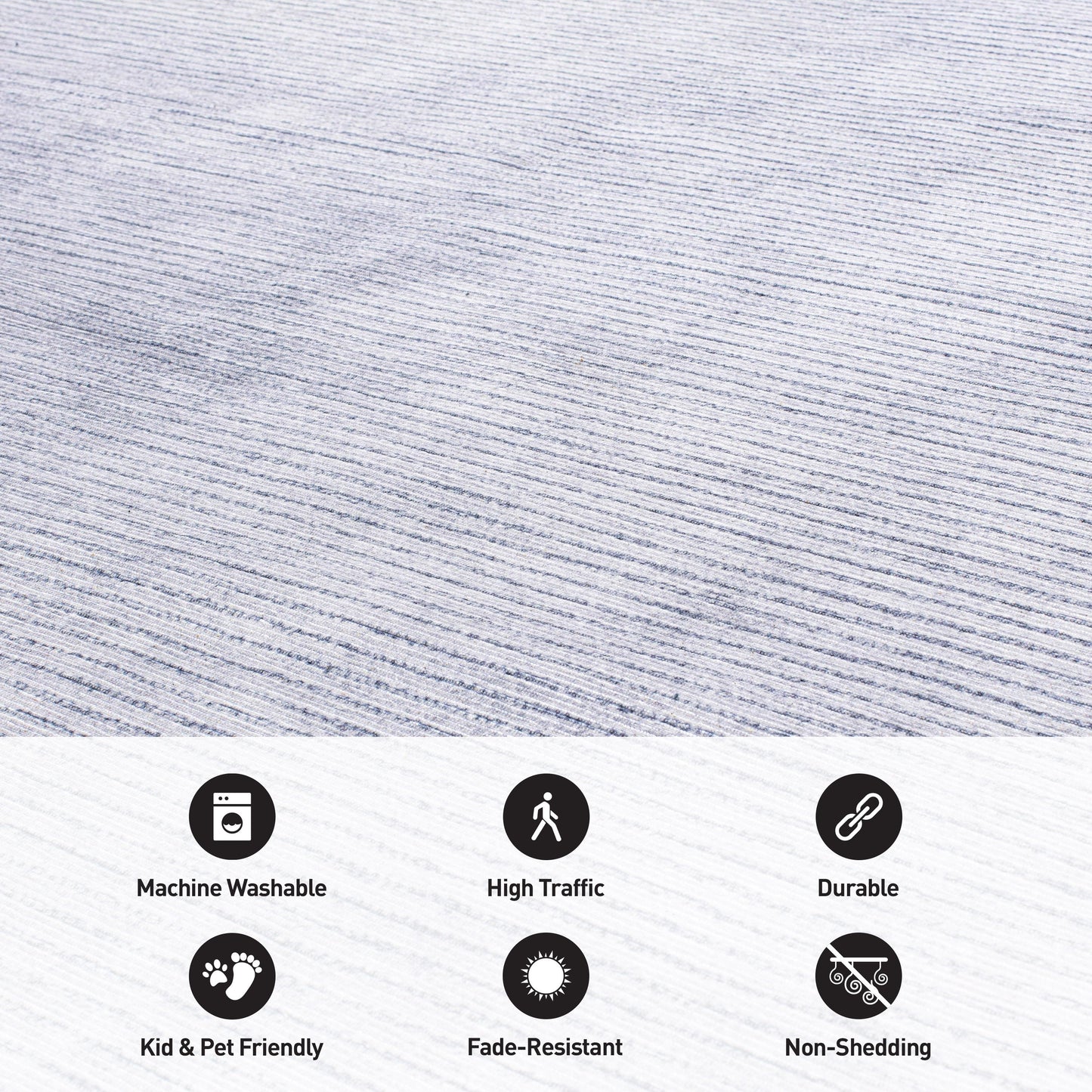 Tappeto moderno lavabile in lavatrice con strisce effetto anticato