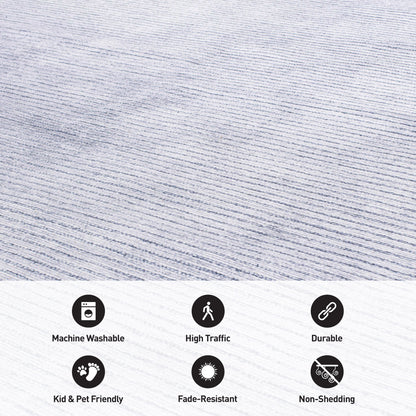 Tappeto moderno lavabile in lavatrice con strisce effetto anticato