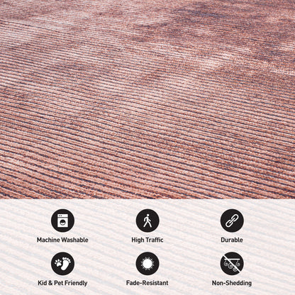 Tappeto moderno lavabile in lavatrice con strisce effetto anticato