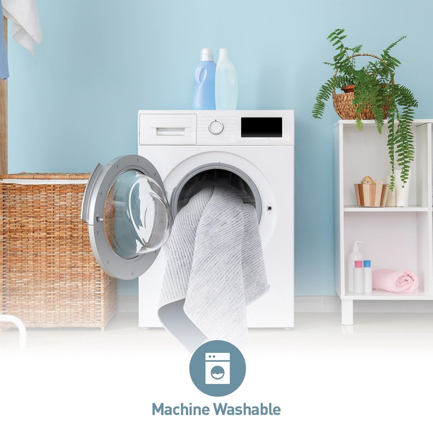 Tappeto moderno lavabile in lavatrice con strisce effetto anticato