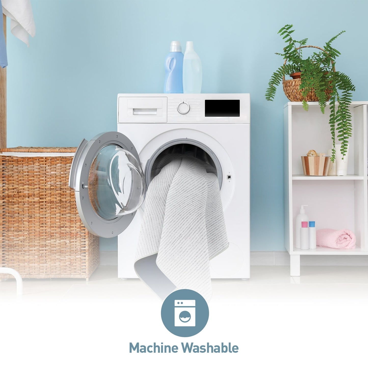 Tappeto moderno lavabile in lavatrice con strisce effetto anticato