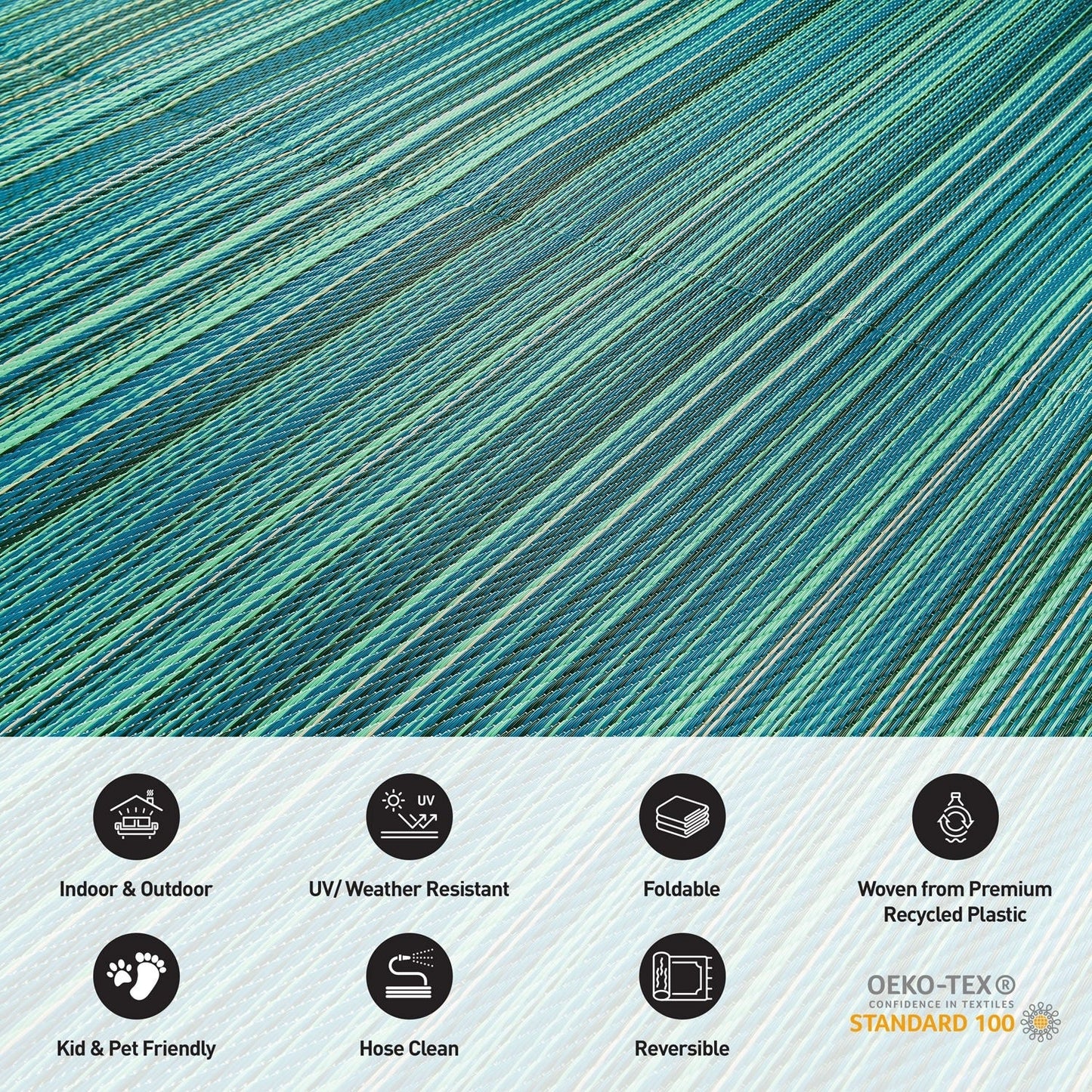 Tappeti da esterno in plastica reversibile a righe contemporanee