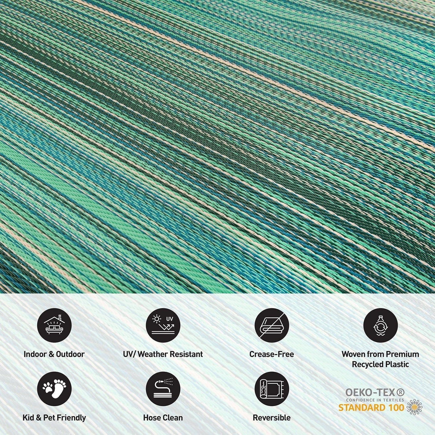 Tappeti da esterno in plastica reversibile a righe contemporanee