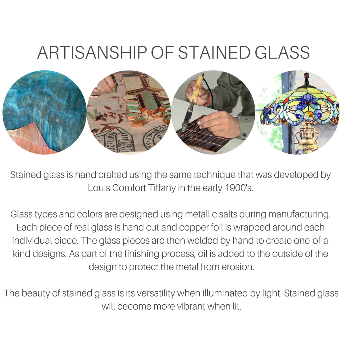 Ventilatore da soffitto Magna Carta in stile Tiffany Copper Grove Guasipati da 52 pollici - 52L x 52W x 16,5