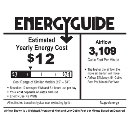 Ventilatore da soffitto Magna Carta in stile Tiffany Copper Grove Guasipati da 52 pollici - 52L x 52W x 16,5