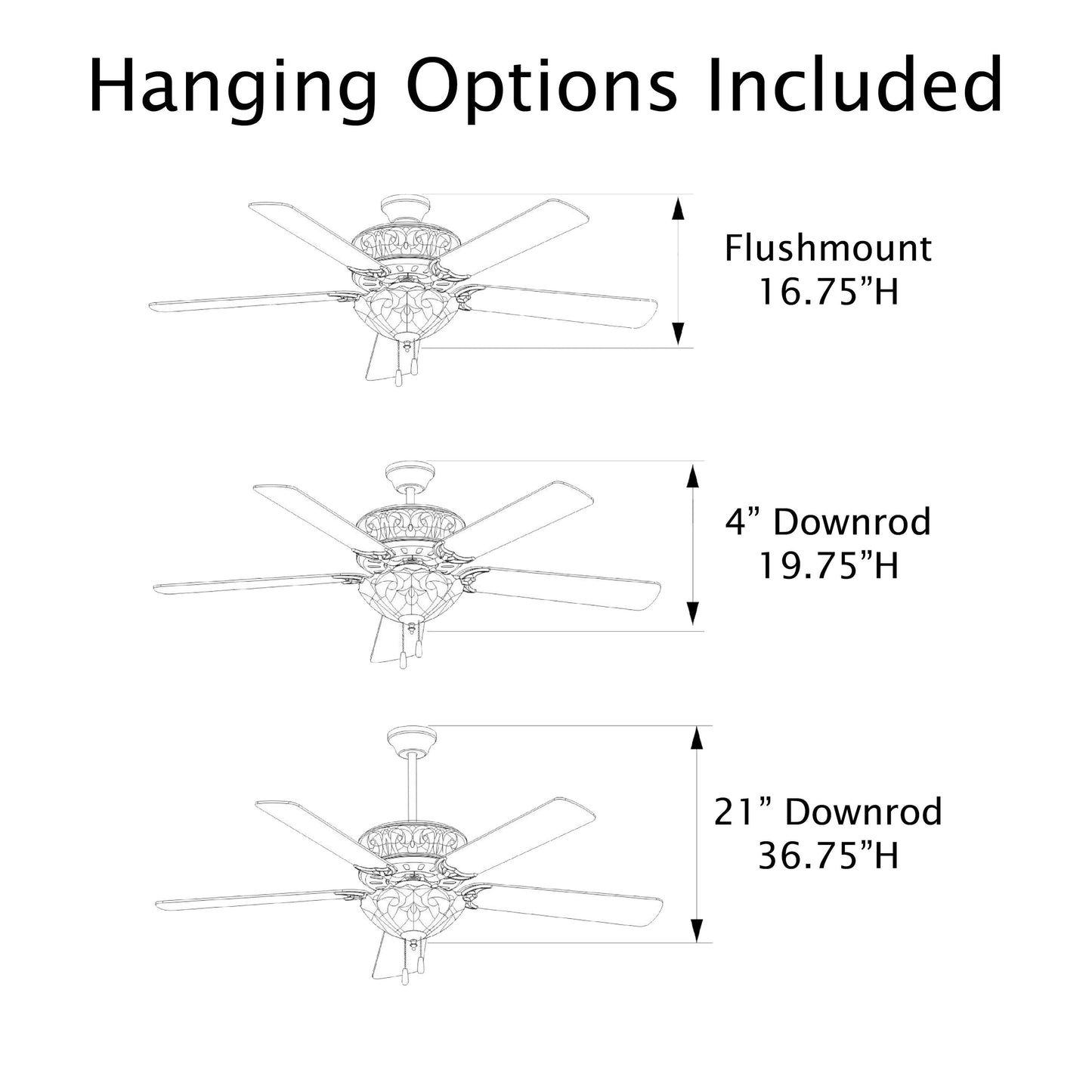 Ventilatore da soffitto Magna Carta in stile Tiffany Copper Grove Guasipati da 52 pollici - 52L x 52W x 16,5